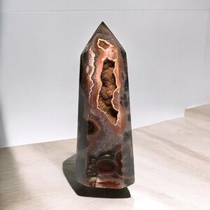 Druzy Carnelian Moss Agate Tower